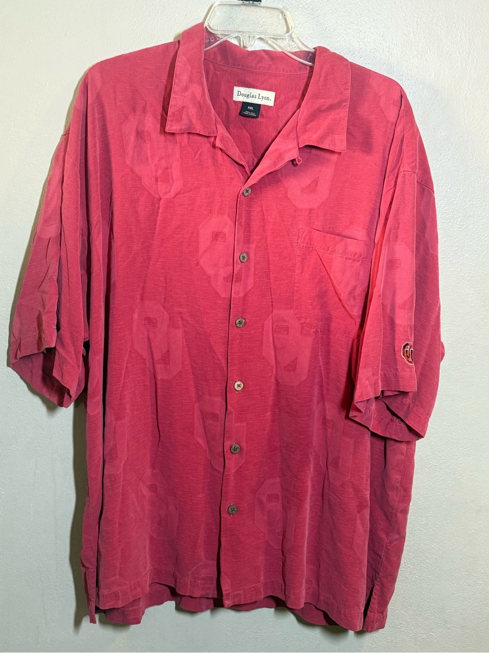 Men’s Douglas Lyons Red Tonal Oklahoma Sooners Logo SS Button-Up Shirt Sz XXL